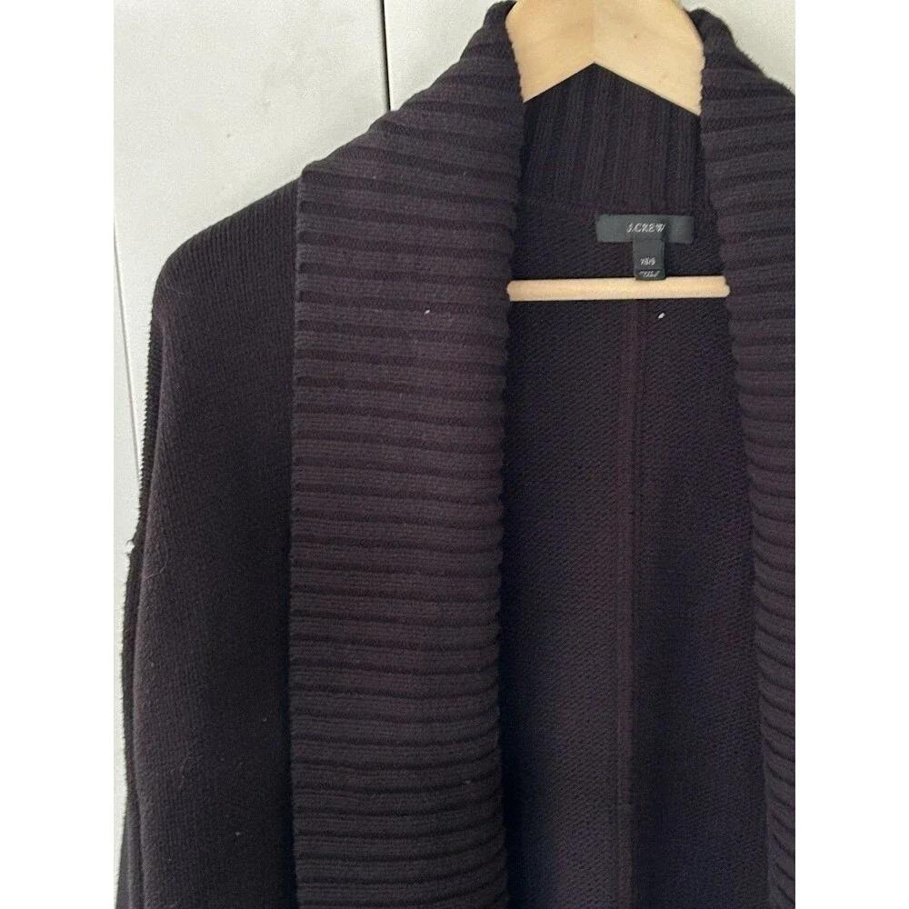 J.Crew Women's Chunky Trim Open Cardigan Sweater Size XS Small Black Preppy